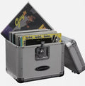 Durable Aluminum 50 LP Records 12\" DJ Carry Case Black Storage Vinyl Record Box