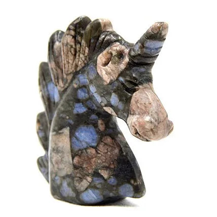 Huiying 50*20*50mm Natural Blue Labradourite Stone Animal Carved Gemstone Crystal Unicorn