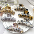 Big Retro Vintage Pattern Tortoiseshell Arch Wavy Hair Claws Accessories logo France Acetate Marble Geometric Round Claw Clip