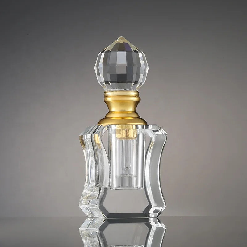 CJ-Small Mini Empty Natural Polished Crystal Essential Oil Bottles Clear Glass Perfume Oil Bottle
