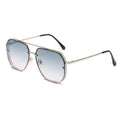 Custom Logo Sunshade Double Bridge Square Metal Frame Sun Glasses Eyewear Metal logo Custom Metal Polygon Sunglasses