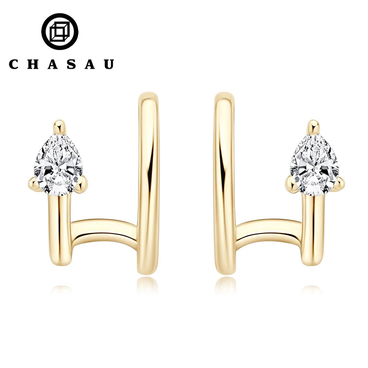 Latest Style New Designed Pear Cut 0.3CT Moissanite S925 Sterling Silver Climber Cuff Earrings Show Your Personality