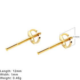 Wholesale AU750 Real 18k Gold Stud Structure Pin Jewelry Findings Screw Back Earrings for Baby Kids