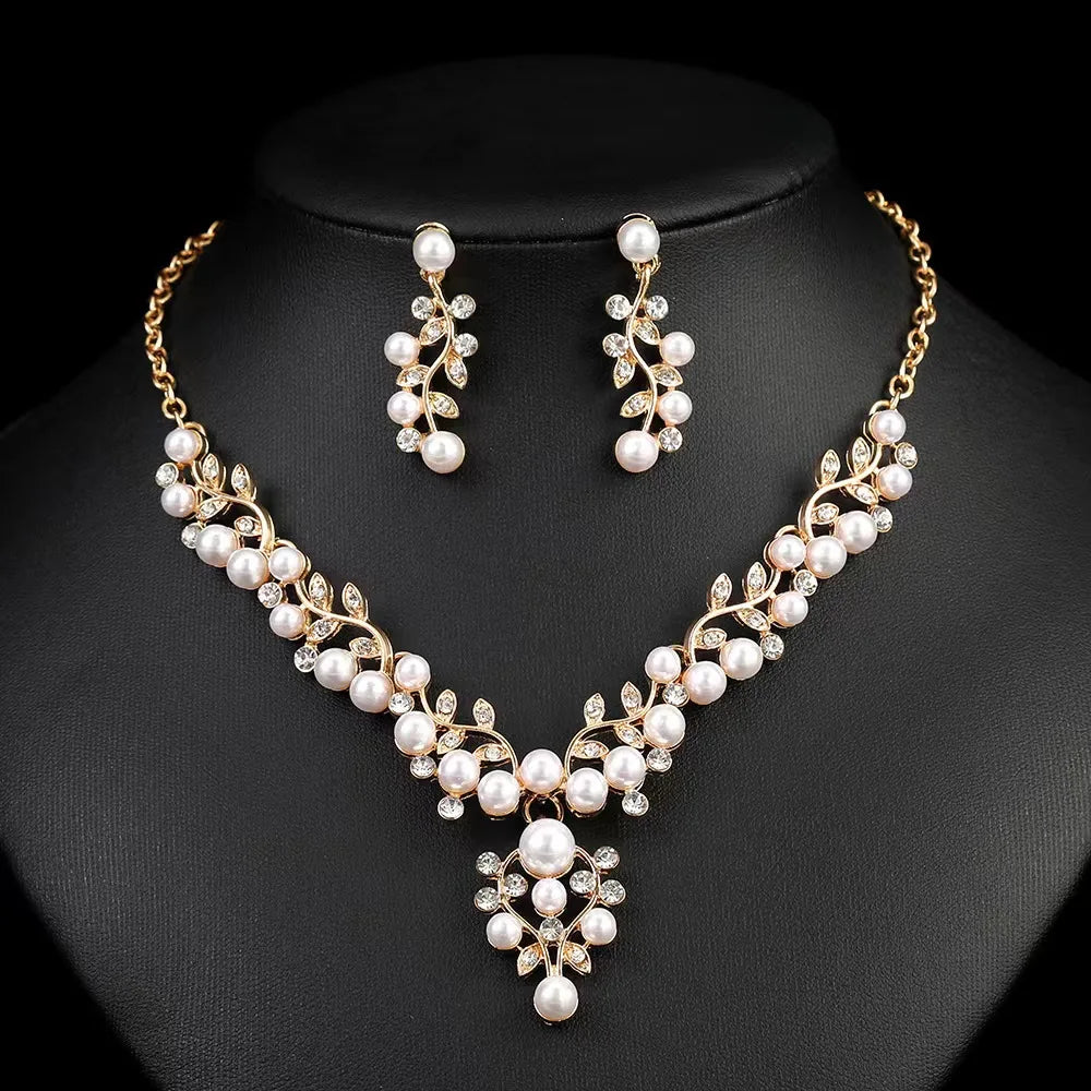 Gong Tingfeng Pearl Necklace Earring Set Dress Accessories Bridal Jewelry