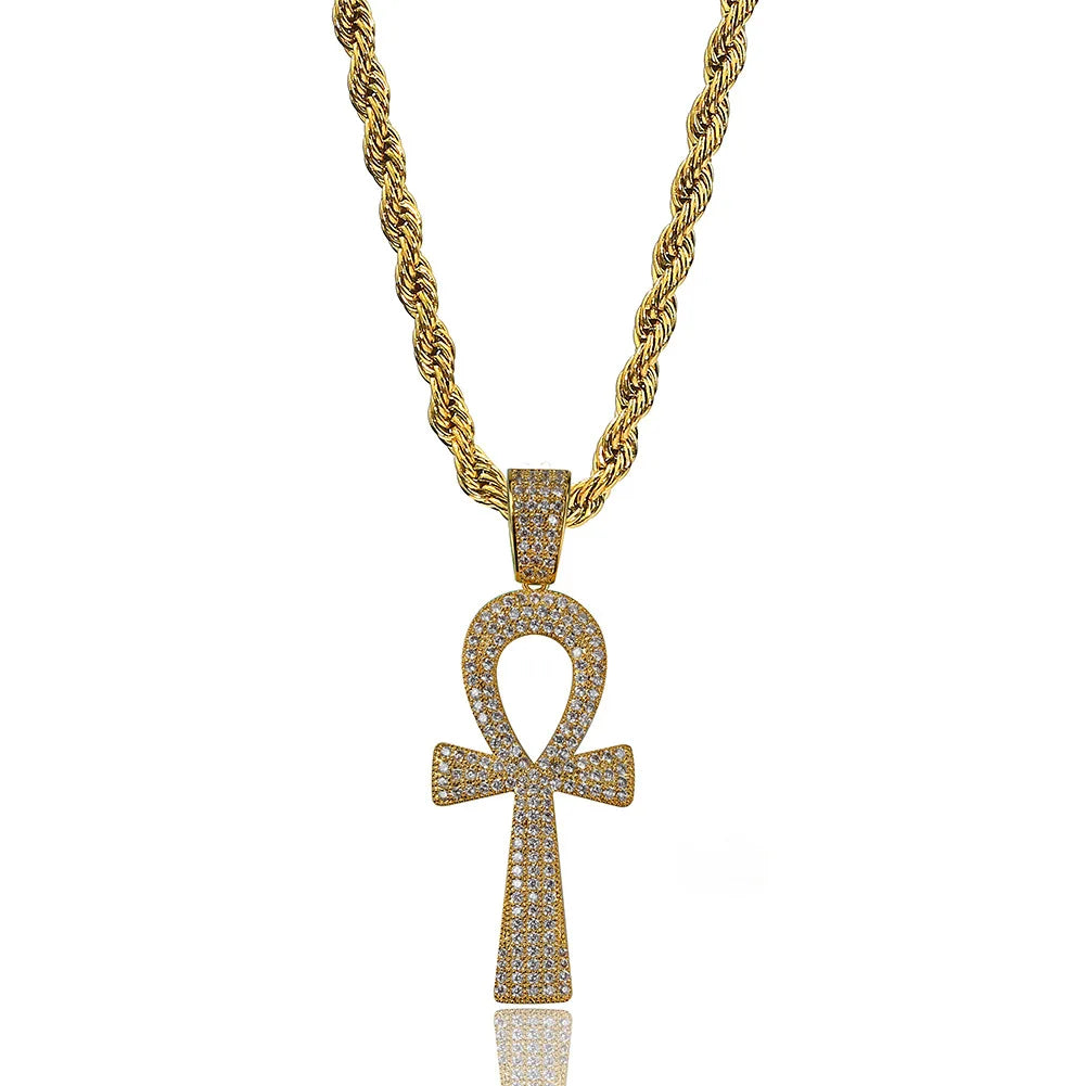 Fashion Accessory Cross Necklace Inlaid with Zircon Hip-hop Style Fashionable Collarbone Chain