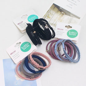 6-Piece Set of Fashionable Korean Version Card & Horsetail Hair Ties Card Rope Hair Styling Accessories