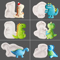 D5042 Cute Cartoon Mini Dinosaur Decorate Turn Sugar Cake Baking Pastries Chocolates Resin Mold Silicone 3D Mould