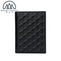 Custom Logo Waterproof Thread Pattern RFID Blocking Polyester Lining Slim Genuine Leather Bifold Credit Card Holder Wallet