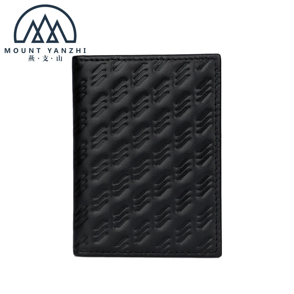 Custom Logo Waterproof Thread Pattern RFID Blocking Polyester Lining Slim Genuine Leather Bifold Credit Card Holder Wallet