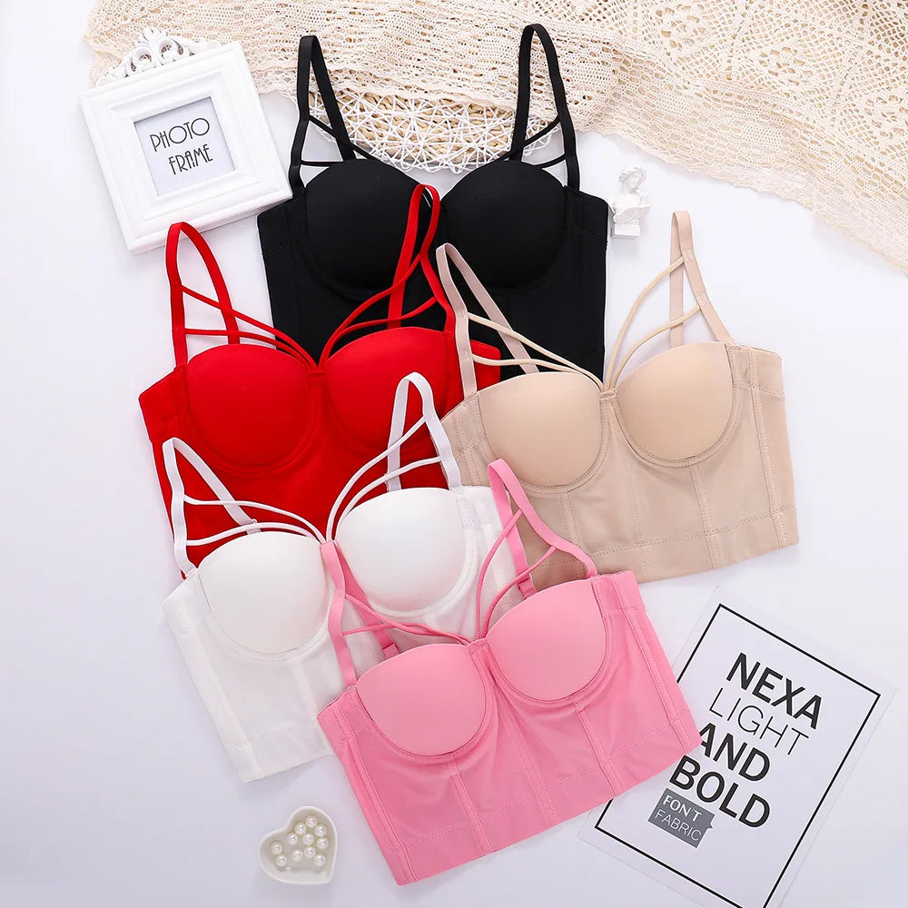 New High Quality Women Sexy Bustier Tops Corset Ladies Out Wear Underwire Bra Crop Corsets Top