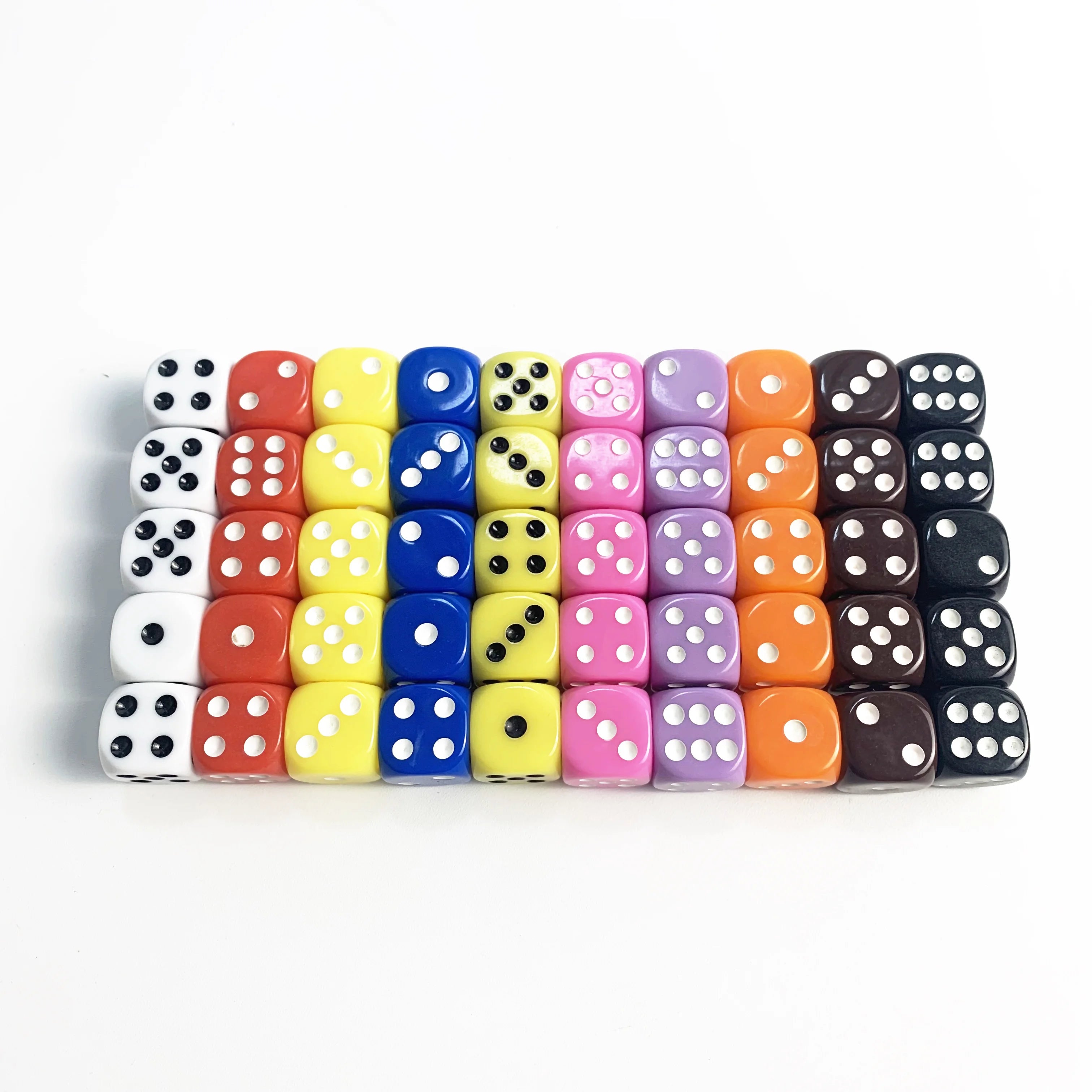 Opaque Colors 16mm Sided Round Corner Pip Dots Cube Plastic  Acrylic Bouncing Game Dices Cubes Wholesale Dice Casino Dice
