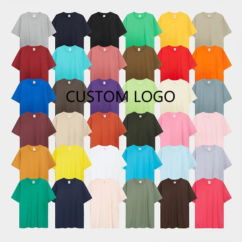 Evertop Custom Summer Cotton T-Shirts 220GSM Oversized Plain Tshirt for Big Men Designer Print OEM Tshirt Knitted Fabric