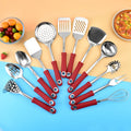 Stainless Steel Kitchen Utensils Set with Soft Touch TPR Handle Plated Ring Utensils Set From Durable Metal Material