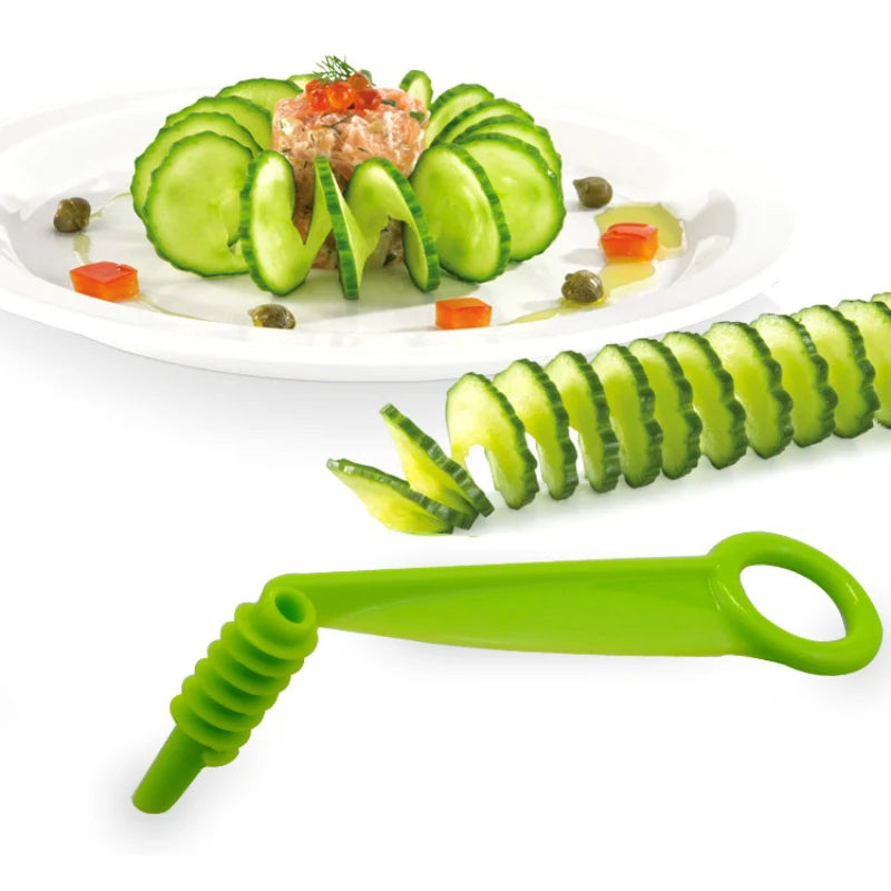 HelloWorld 1pcs Magic Rotating Manual Spiral Slicer Cucumber Carrot Potato Vegetables Spiral Cutter Kitchen Gadget