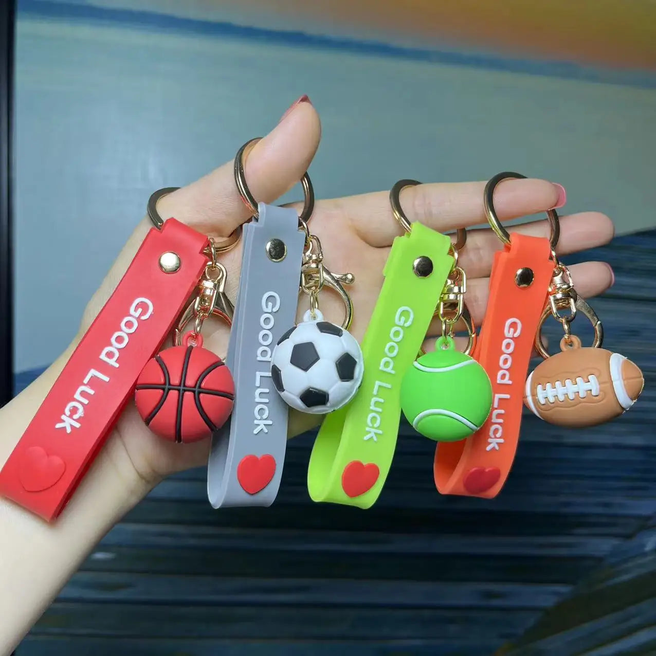 Fashion Volleyball Rubber PVC Carabiner Keychain Sports Key Holder for Bag and Car Pendant