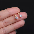 Simple Design Girls Office Jewelry Silver Big CZ Stone Stud Earrings