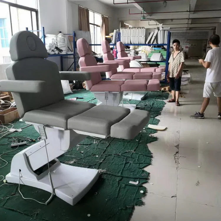 Kisen Beauty Salon 3 4 Motors Custom White Luxury Multifunction Adjust Relining Cosmetologist Chair Electric Facial Bed