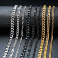 Hot-sale Curb Cuban Link Chain Chokers Basic Punk Stainless Steel Necklace for Men Women  Vintage Black Gold Tone Solid Metal