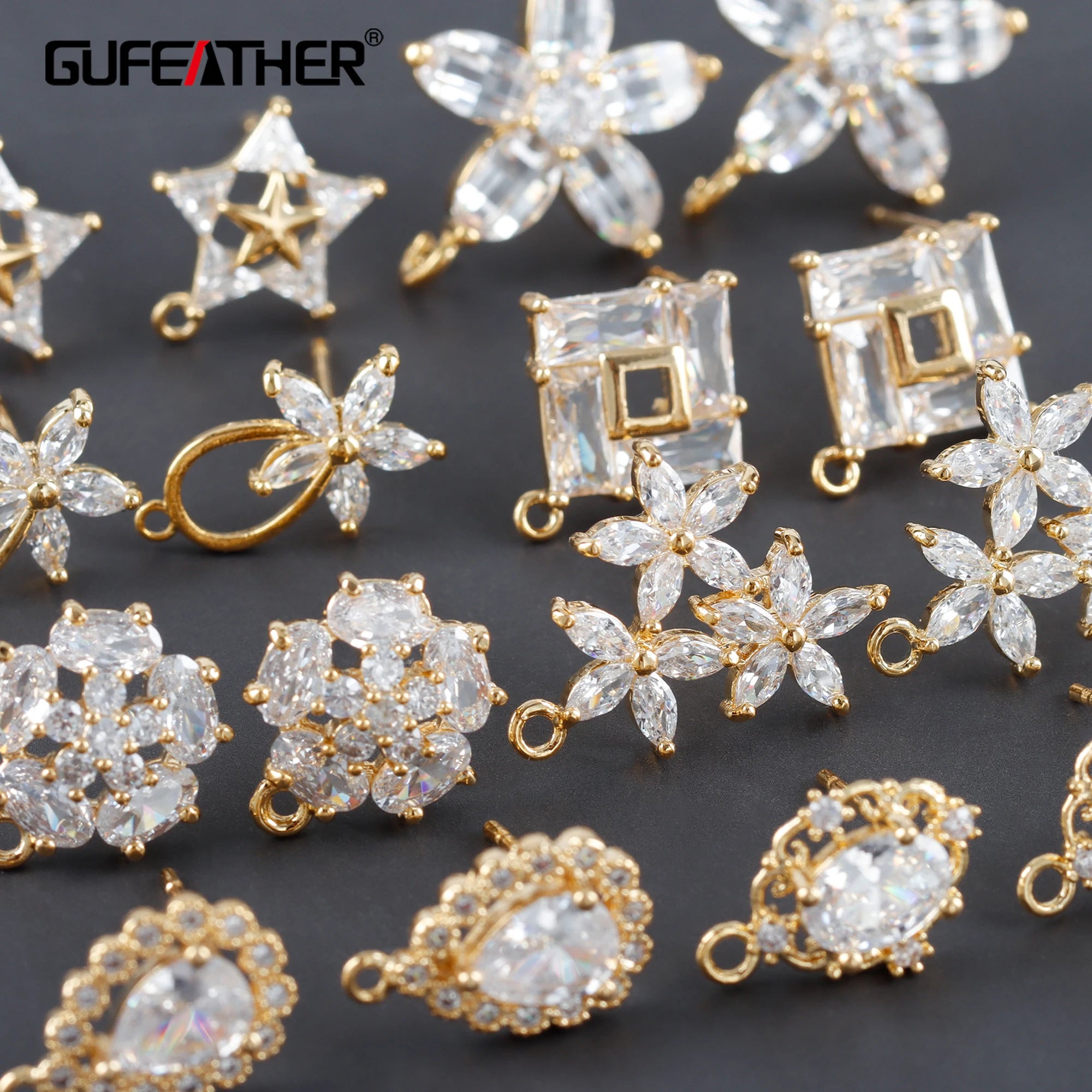 M1093   Jewelry Accessories18k Gold Platedcopperzirconspass REACHnickel Freediy Earring6pcs/lot