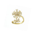 Birthstone Cubic Zirconia Anti-Anxiety Open Flower Ring Spinning Rings Rotatable Calming Worry Meditation Rings for Women