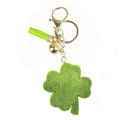 Four Leaf Clover Rhinestone Tassel Pendant Keychain Korean Velvet Bling Rhinestone Keyring for Women Girls