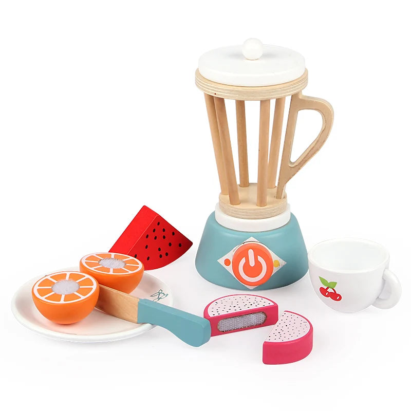 Creative Montessori Unisex Kitchen Food Toys Wood Preschool Educational Simulation Play Cooking Fruit Cutting Juice Extractor