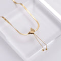 Waterproof Stainless Steel 14k Gold Plated Flat Snake Chain Bling butterfly Choker Necklace