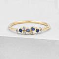 Minimalist Designs Cubic Zirconia Stone Silver with 14k Gold Plated Ring Designs for Girls with Blue Stone for Women