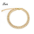New Adjustable Women's 9mm Miami Cuban Chain Anklet Bracelet Brass with Zircon Stone for Party Cuban CZ Jewelry