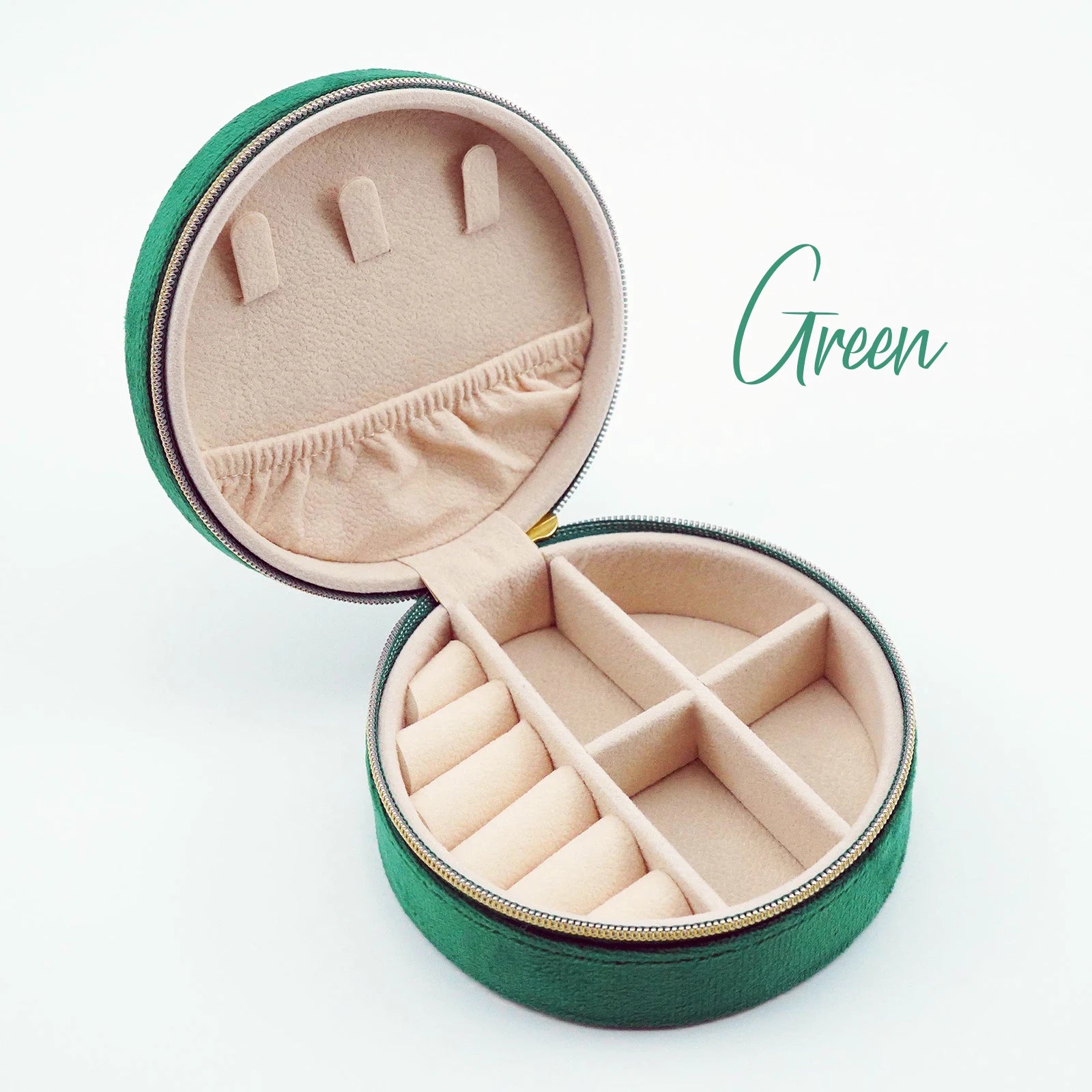 Wholesale Green Sage Green Round Jewelry Box 10x4.5cm ISO 9001 Certified Chinese Flat Packaging Style