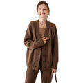 Women's 2025 Open Front Oversized Button Cardigan V-Neck Loose Wool Cashmere Sweater Vintage Knitted Long Winter Coat