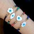 BM1037 Fashion Heart Evil Eyes Glaze Bead 18K Gold Plated Copper Women BraceletTrendy Hama Glaze Brass Ladies Bracelet