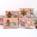 4 Pcs/Pack Transparent Clear Window Gift Cookie Packaging Boxes Kraft Paper Christmas Box for Xmas New Year Package
