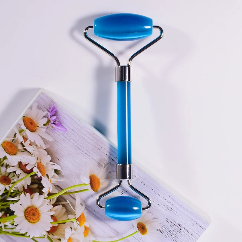 Diy Crystal Face Roller Sky Blue Cat Eye Jade Facial and Eye Roller Skin Care & Tools