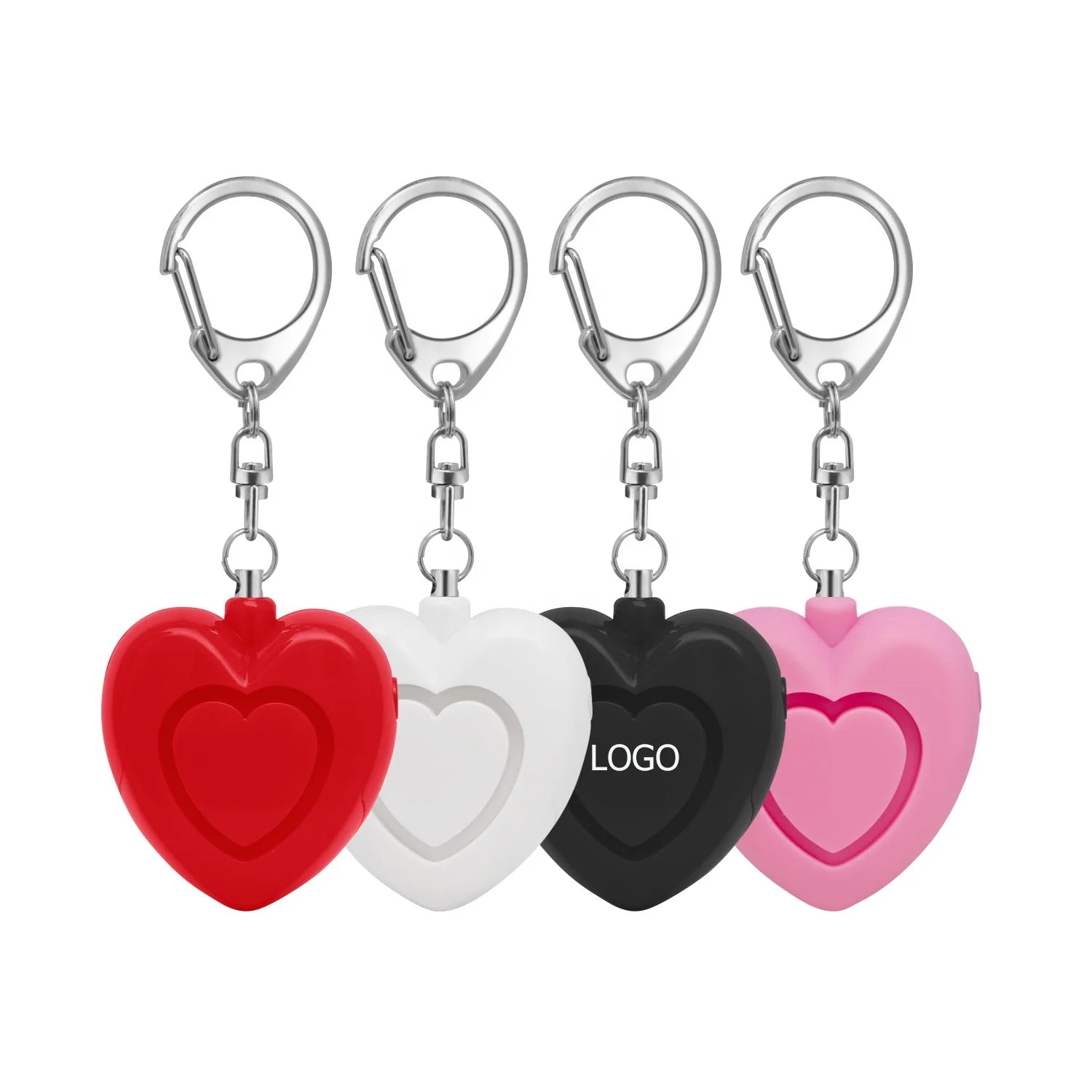 High Decibel Women Elders Self Protection Tools Heart Shaped Personal Security Alarm with LED Light