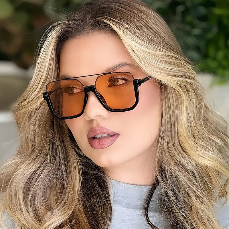 2025 New Arrival Double Bridge Half Rim Metal Frame Anti-Blue Light Sunglasses Trendy UV Protection Unisex for Men and Women