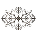 Rustic Home Decor Luxury Metal Handmade Flower Ornaments Hanging Scrolled Circular Wire Iron Wall Scroll Wall Art Decoration