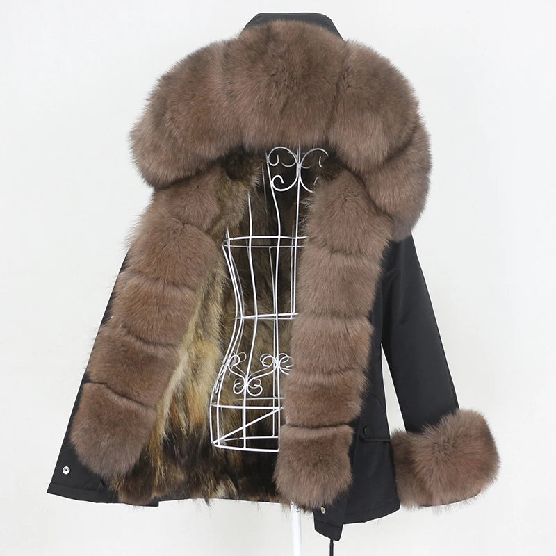 OFTBUY 2023 Women's Waterproof Short Parka Winter Jacket Natural Fox Fur Coat Warm Streetwear Outerwear Detachable Real Fur Cozy