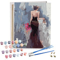 Framed Painting by Numbers Portrait Black Dress Lady Custom Paint by Numbers DIY Art Decor Painting by Numbers Kit