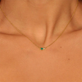 Lateefah Waterproof Stainless Steel 18K Gold Plated Cubic Zirconia Birthstone Choker Pendant Necklace