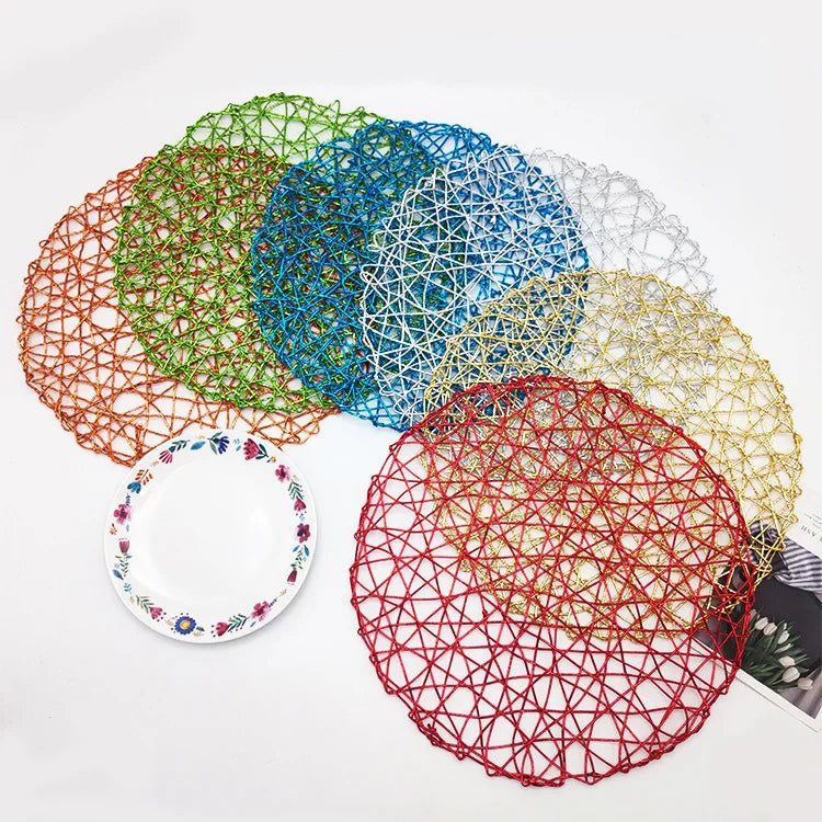 2026 Tabletex 38cm Hollow Paper Table Mat Paper Round Glitter Placemat Woven Placemats Wholesale