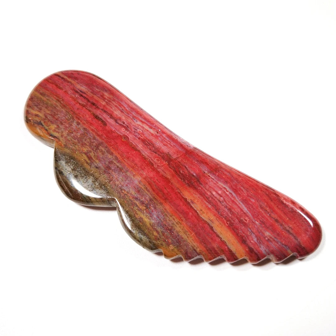 Huiying Popular Design Jagged Mookaite jasper Gua Sha Board Wingguastone Tool Anti Aging