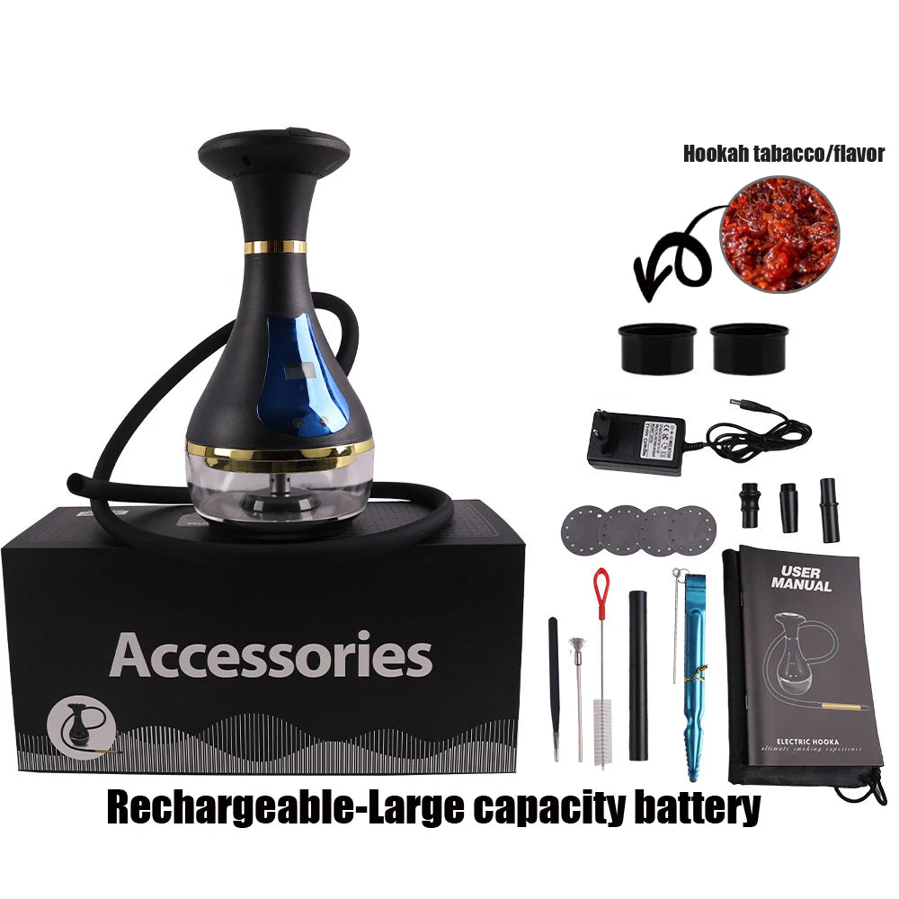 2025 Luxury Electric Shisha Hookah Set Electric Portable Stainless Steel Acrylic Electric Hookah Shisha