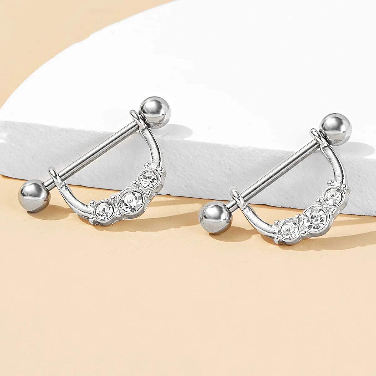 Premium High Quality Gold Plated Zircon Piercing Surgical 316L Stainless Steel Fashion Unisex Nipple Rings Jewelry