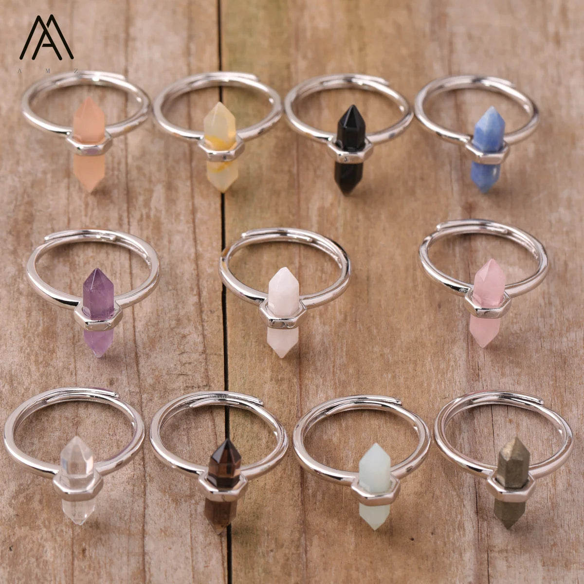 Minimalist Rings for Women  Tiny Double Point Bead Hexagon Stone Ring Fashion Jewelry