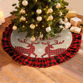 Ourwarm Merry Christmas Products Fabric Woven Reindeer Mat Home Decoration Plaid Collars Christmas Tree Skirt