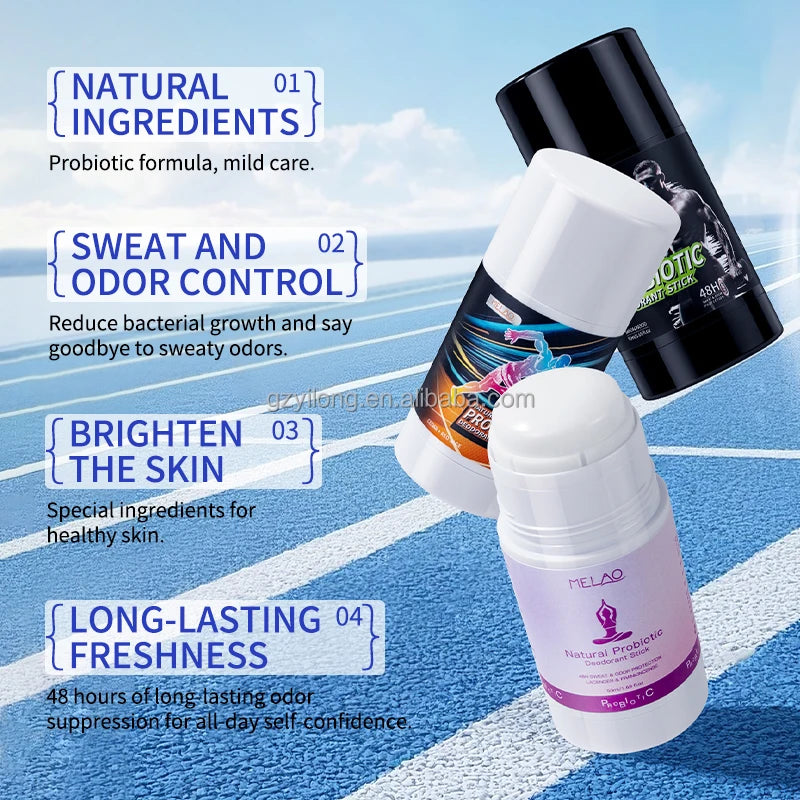 Aluminum-Free Soft Solid Underarm Deodorant Stick Antiperspirant for Yoga Sports Sweat Odor Control Probiotic Deodorant Stick