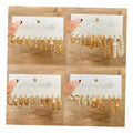 5 Pcs /Set Retro Gold Color Pearl Geometric Design Big Hoop Heart Earrings Set