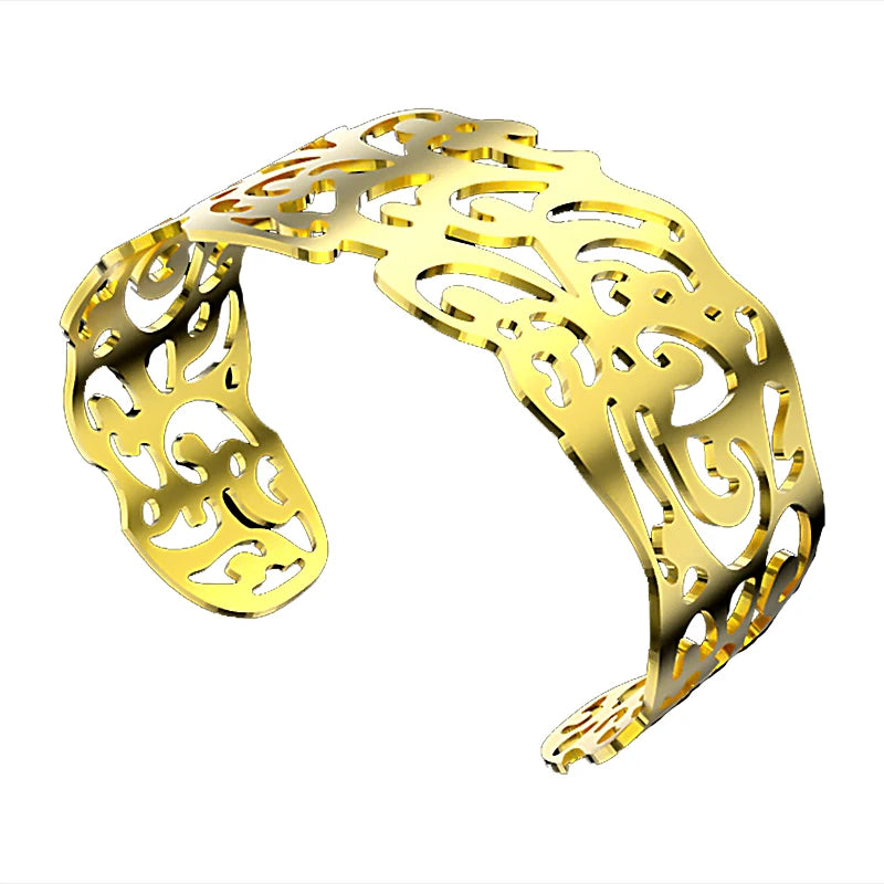 Stainless Steel Bangles for Female Male Adjustable Hollow Arm Cuff Gold/Silver/Bangles Trendy Jewelry