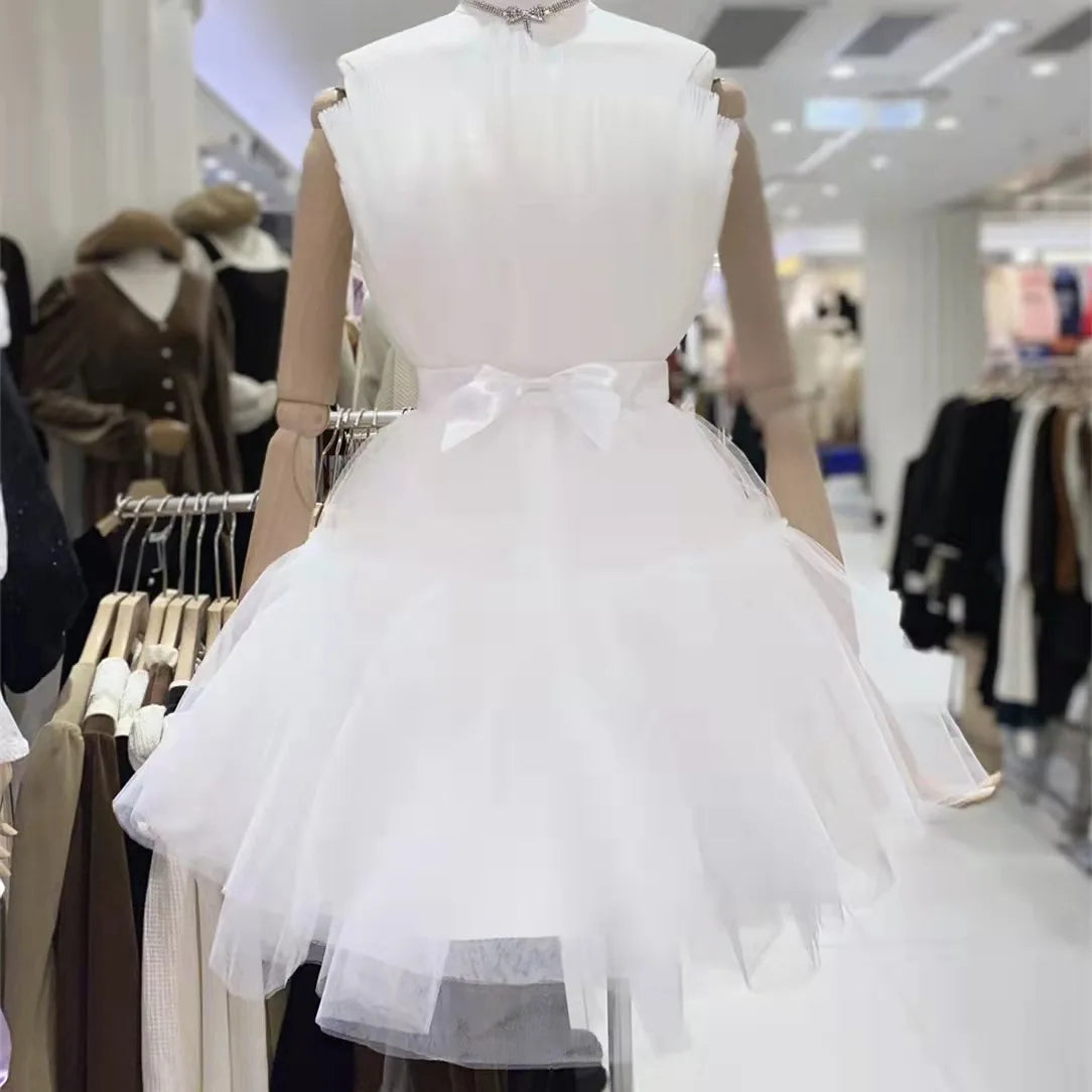 Guangzhou Auyan Simple Princess Short Bridesmaid Gowns Wedding Guest Dress Pompous